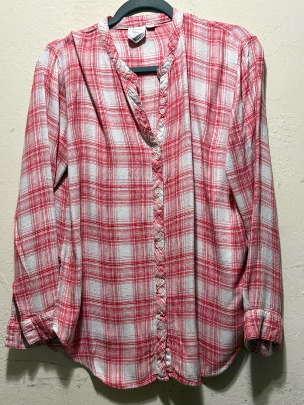 White Crow Red and White Plaid Button-Up Blouse